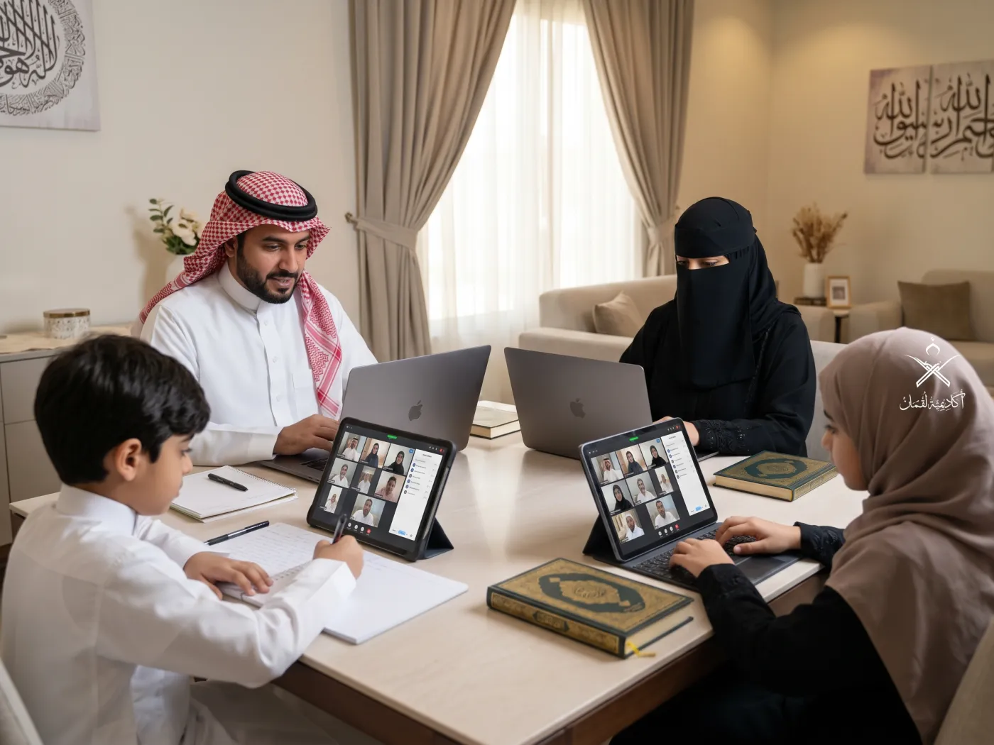 أسرة تتعلّم القرآن الكريم أونلاين مع معلمي أكاديمية لقمان